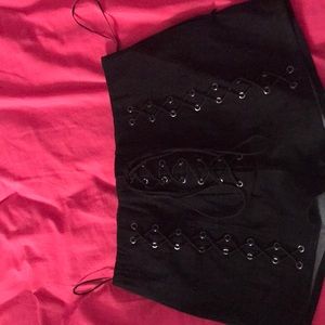 Black lace up shorts